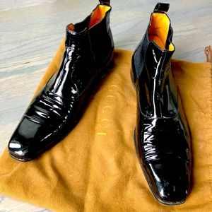 Gucci Mens Patent Leather Ankle Boots sz 9.5